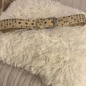 Studded Tan Belt with Silver Hardware